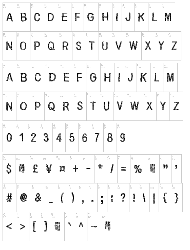 Nirepnirun font map